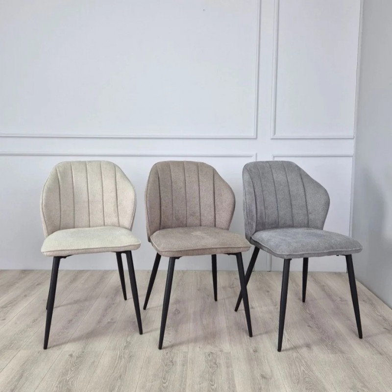 Стілець кухонний NEIL Чорний каркас/Темний беж тканина Intarsio