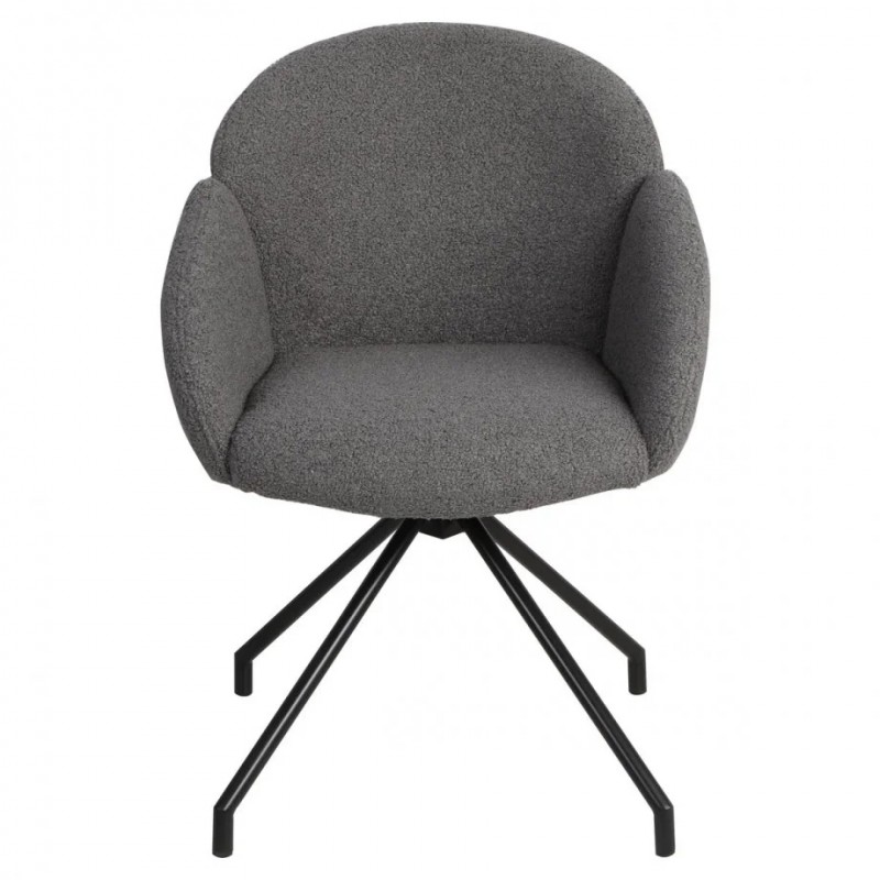 Стілець кухонний оберт 180° LINDA Чорний каркас / Сірий Teddy букле Intarsio