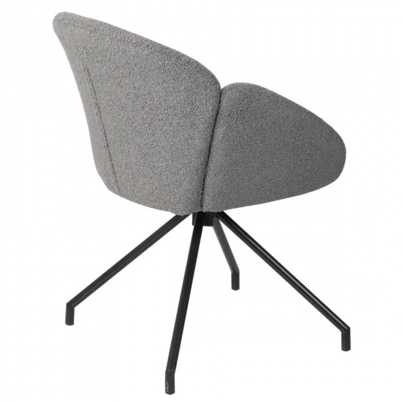 Стілець кухонний оберт 180° LINDA Чорний каркас / Сірий Teddy букле Intarsio