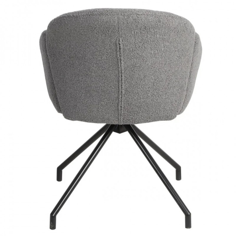 Стілець кухонний оберт 180° LINDA Чорний каркас / Сірий Teddy букле Intarsio
