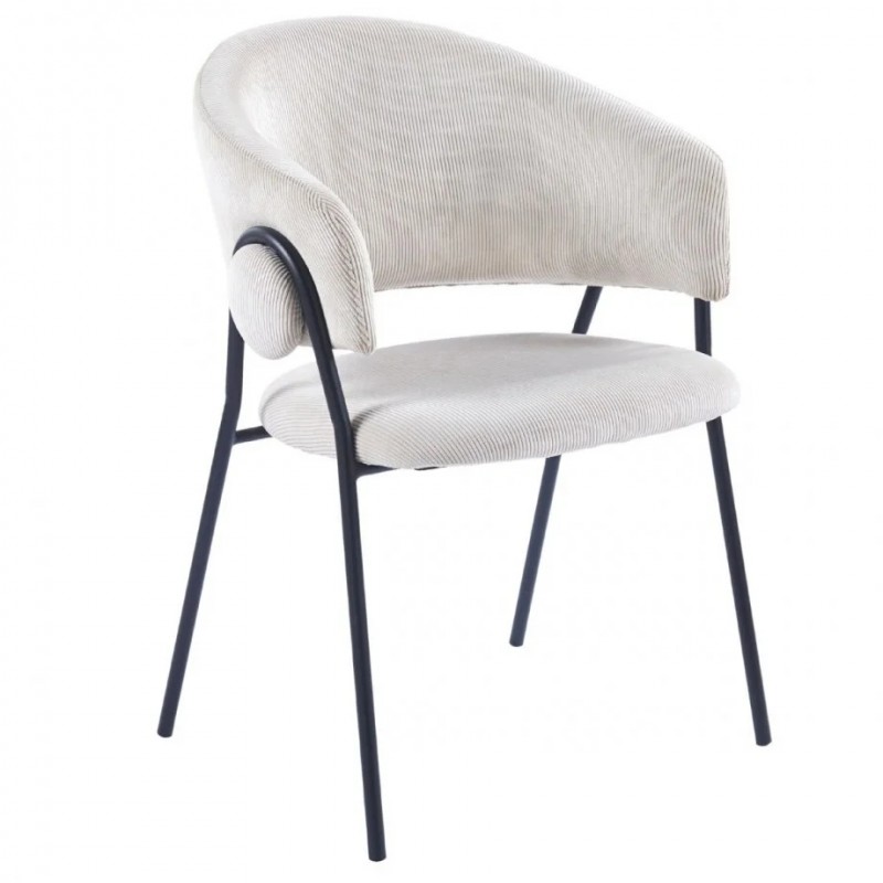 Стілець обідній KAY Чорний каркас / Світло-бежевий фактурний вельвет Intarsio