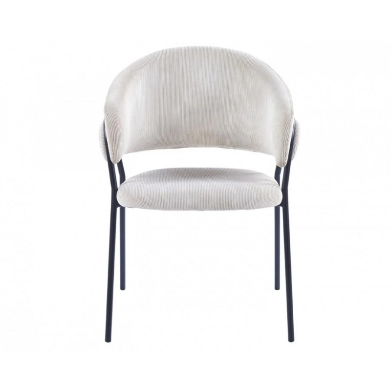 Стілець обідній KAY Чорний каркас / Світло-бежевий фактурний вельвет Intarsio