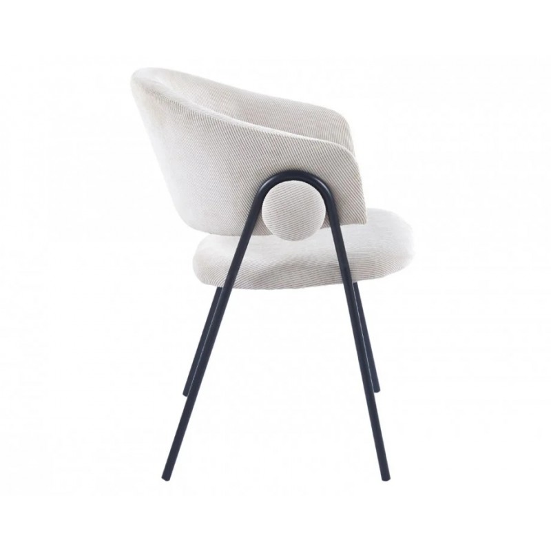 Стілець обідній KAY Чорний каркас / Світло-бежевий фактурний вельвет Intarsio