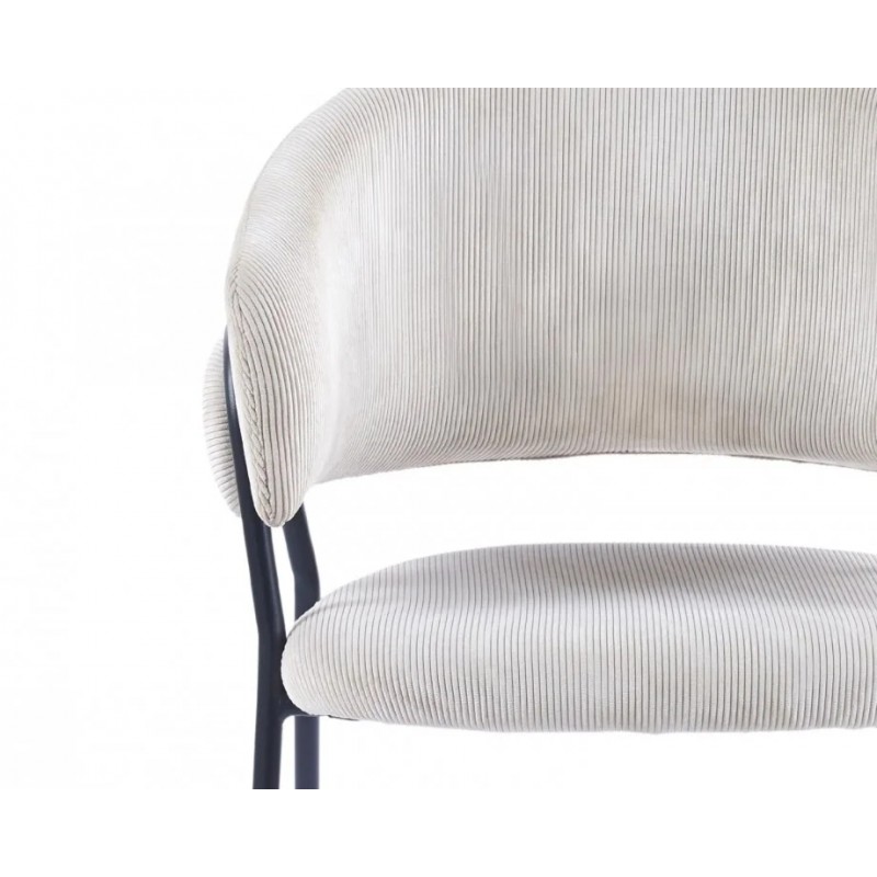 Стілець обідній KAY Чорний каркас / Світло-бежевий фактурний вельвет Intarsio