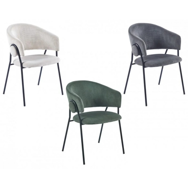 Стілець обідній KAY Чорний каркас / Світло-бежевий фактурний вельвет Intarsio