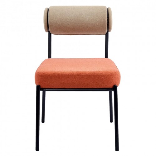 Стілець обідній TOTORO Чорний каркас / Світло-сіра + Теракотова тканина букле Intarsio