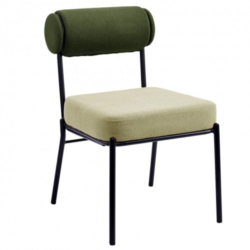 Стілець обідній TOTORO Чорний каркас / Світло-зелена / Зелена тканина букле Intarsio