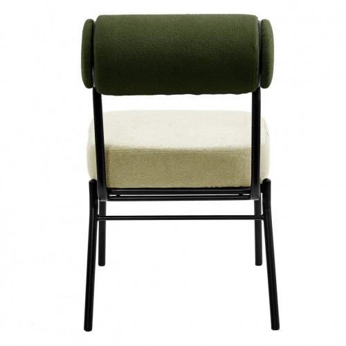 Стілець обідній TOTORO Чорний каркас / Світло-зелена / Зелена тканина букле Intarsio