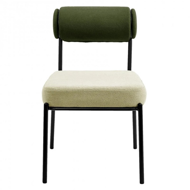 Стілець обідній TOTORO Чорний каркас / Світло-зелена / Зелена тканина букле Intarsio