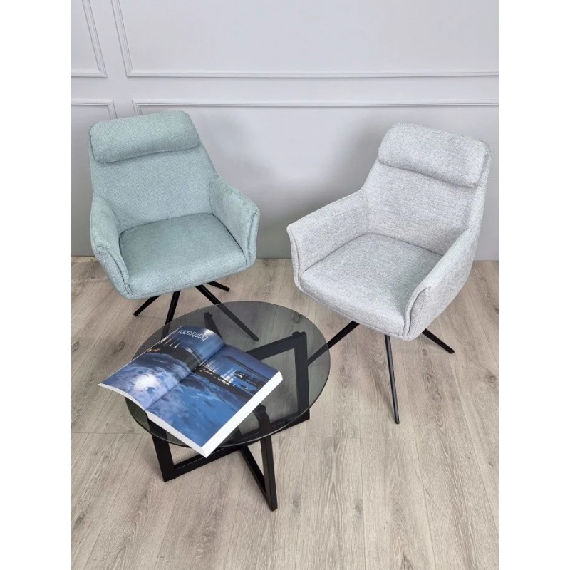 Стілець з обертом 180° Adrian чорний каркас / Ментолова тканина Intarsio