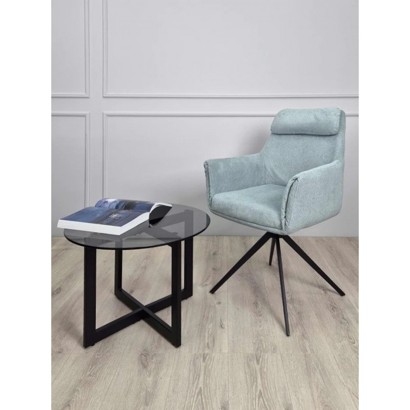 Стілець з обертом 180° Adrian чорний каркас / Ментолова тканина Intarsio