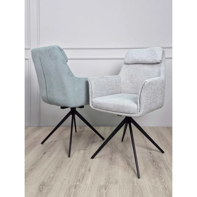 Стілець з обертом 180° Adrian чорний каркас / Ментолова тканина Intarsio