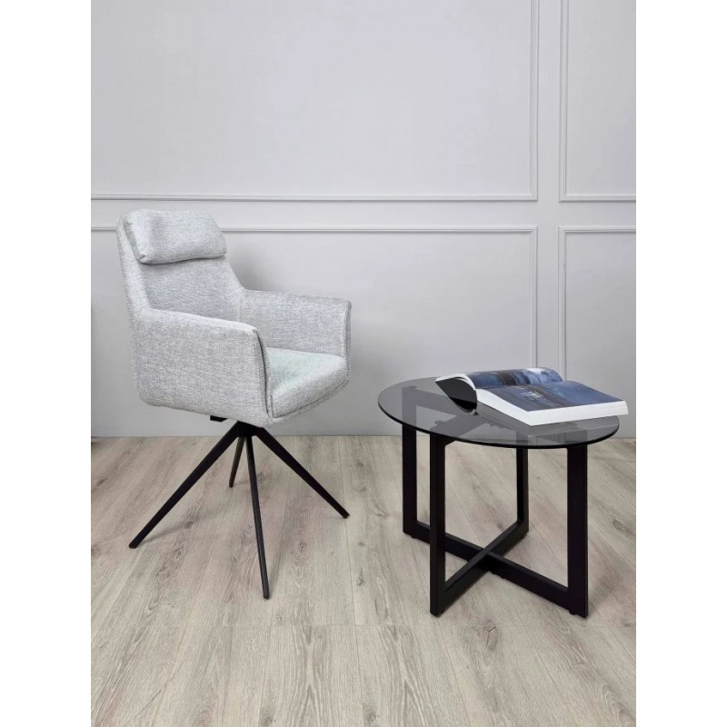 Стілець з обертом 180° Adrian чорний каркас / Світло-сіра тканина Intarsio