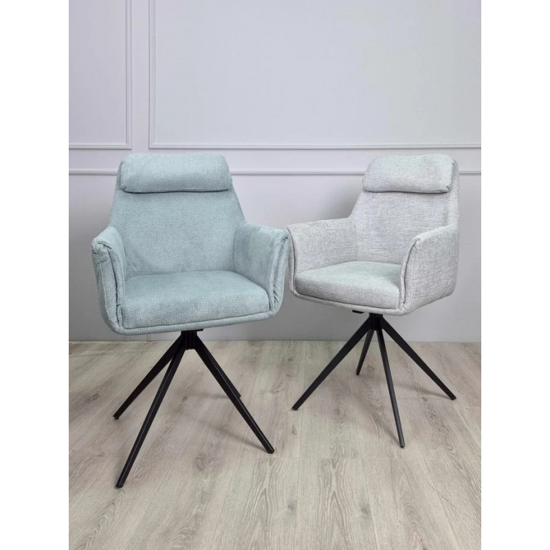 Стілець з обертом 180° Adrian чорний каркас / Світло-сіра тканина Intarsio