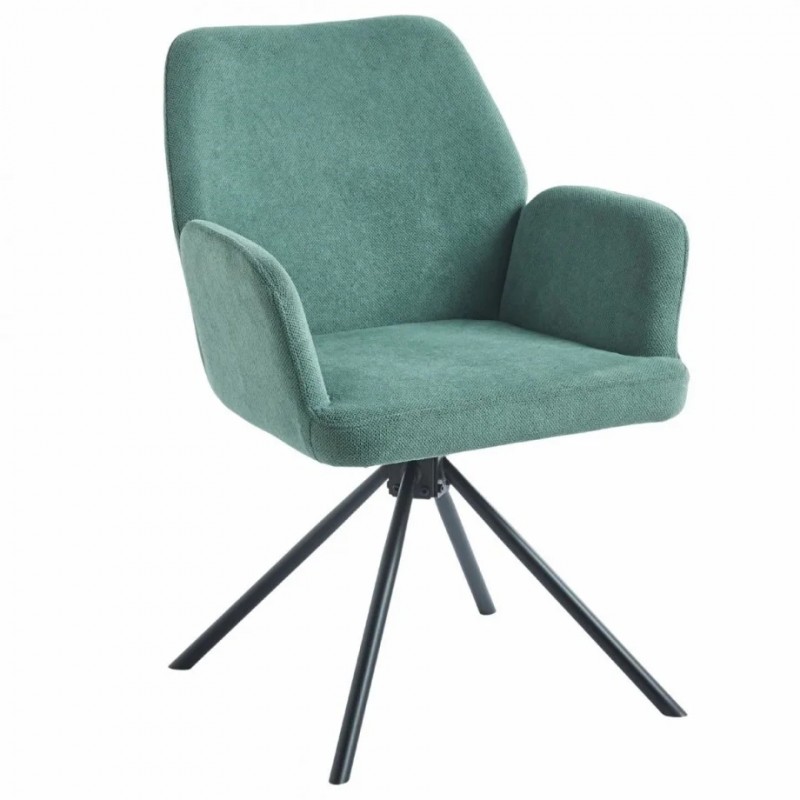 Стілець з обертом 180° DEMI Чорний каркас / Ментолова тканина Intarsio