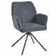 Стілець з обертом 180° DEMI Чорний каркас / Темно-сіра тканина Intarsio