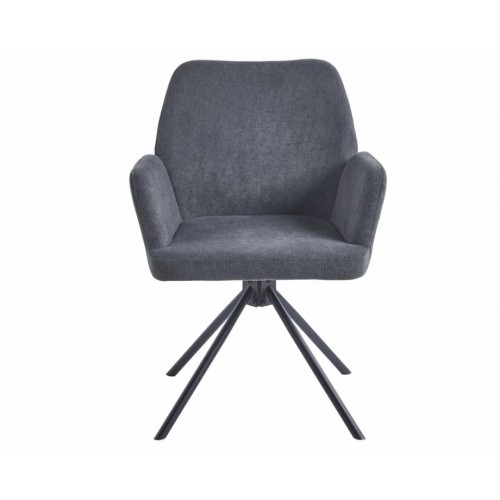 Стілець з обертом 180° DEMI Чорний каркас / Темно-сіра тканина Intarsio