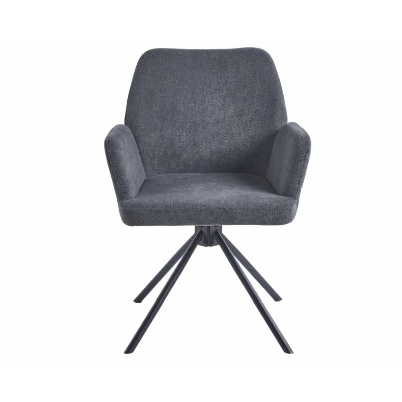 Стілець з обертом 180° DEMI Чорний каркас / Темно-сіра тканина Intarsio