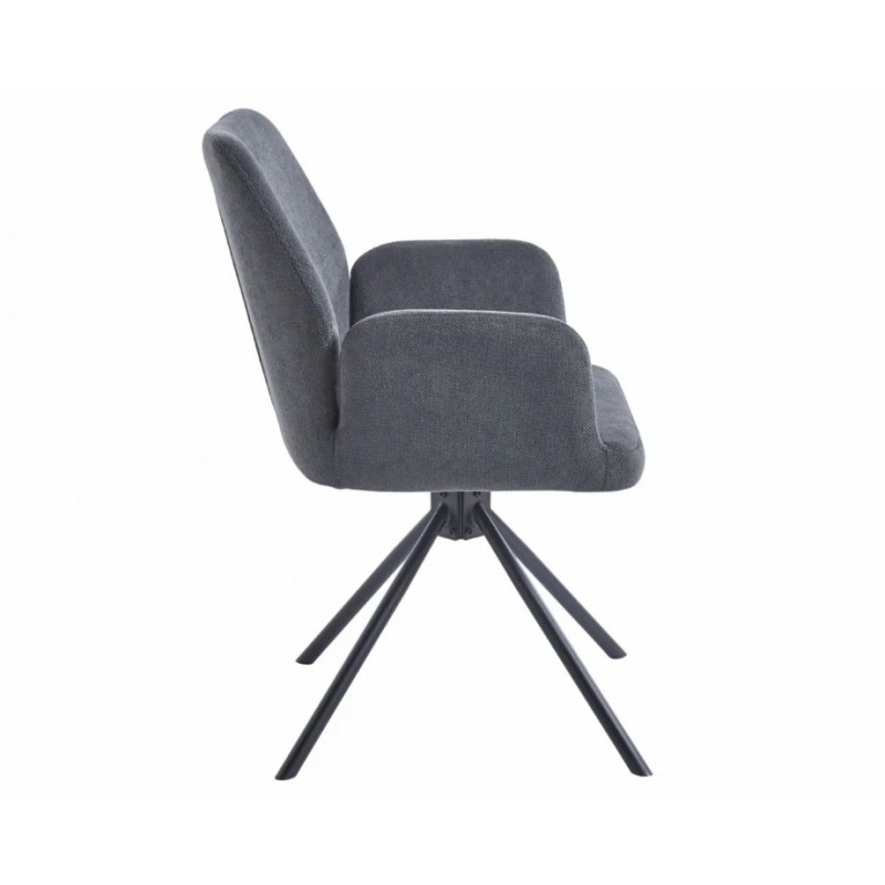 Стілець з обертом 180° DEMI Чорний каркас / Темно-сіра тканина Intarsio