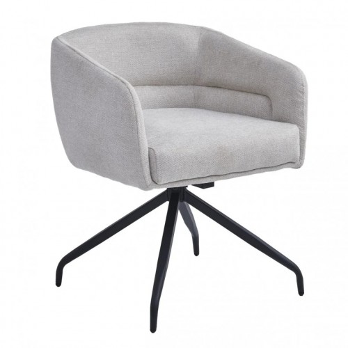 Стілець з обертом на 180º EMMA Чорний каркас / Бежева тканина Intarsio