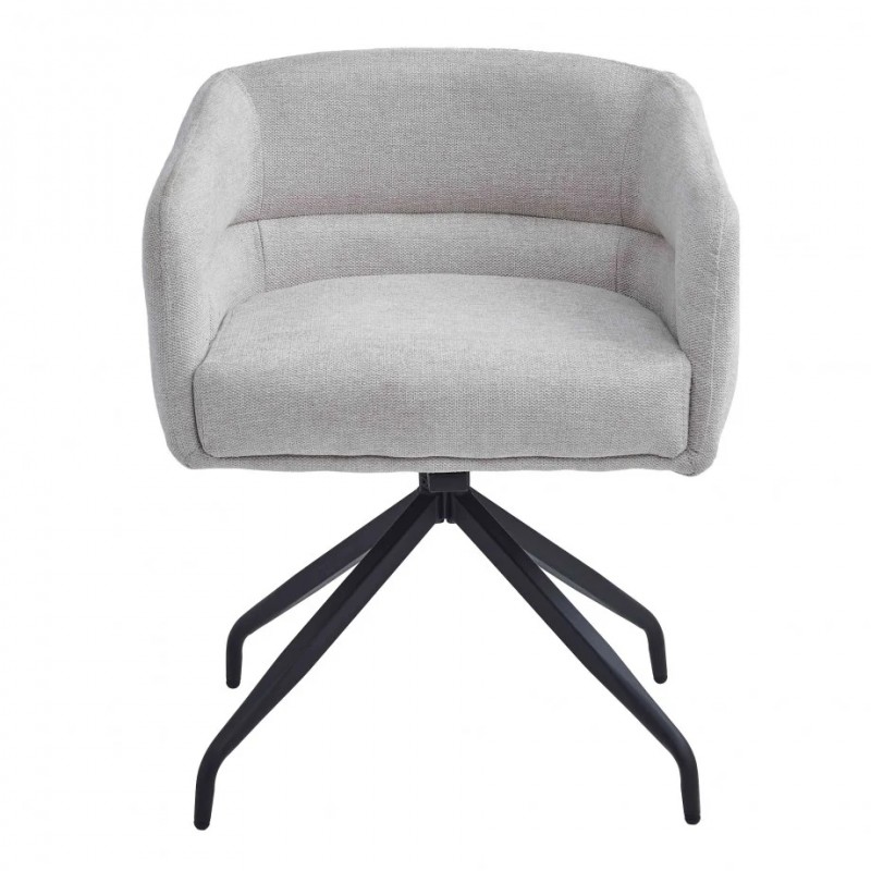 Стілець з обертом на 180º EMMA Чорний каркас / Бежева тканина Intarsio