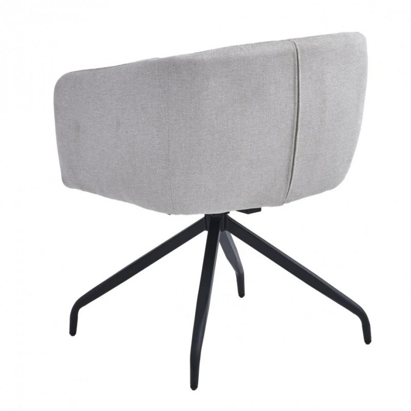 Стілець з обертом на 180º EMMA Чорний каркас / Бежева тканина Intarsio