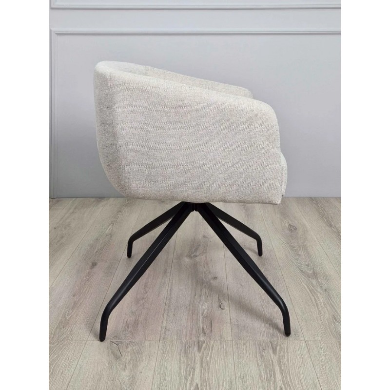 Стілець з обертом на 180º EMMA Чорний каркас / Бежева тканина Intarsio