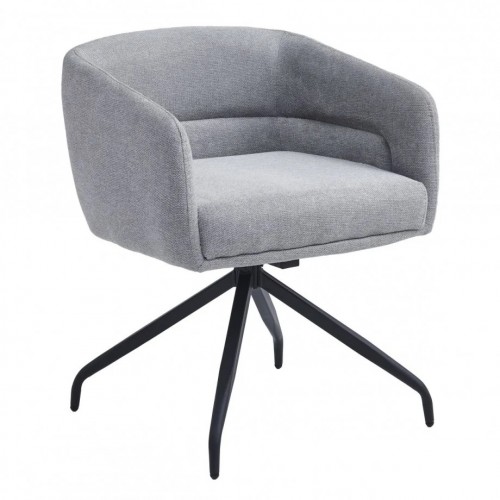 Стілець з обертом на 180º EMMA Чорний каркас / Світло-сіра тканина Intarsio