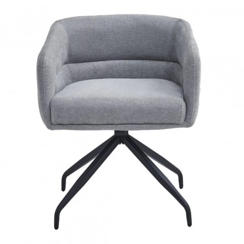Стілець з обертом на 180º EMMA Чорний каркас / Світло-сіра тканина Intarsio