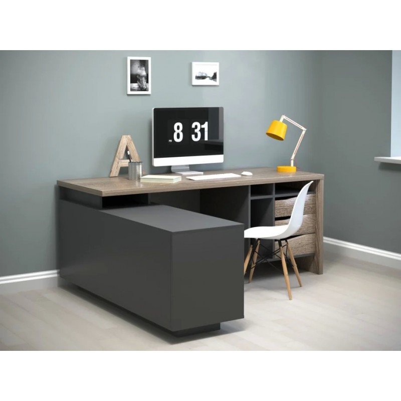 Компютерний стіл Connect 1 Дуб Сонома Трюфель / Антрацит лівий Intarsio