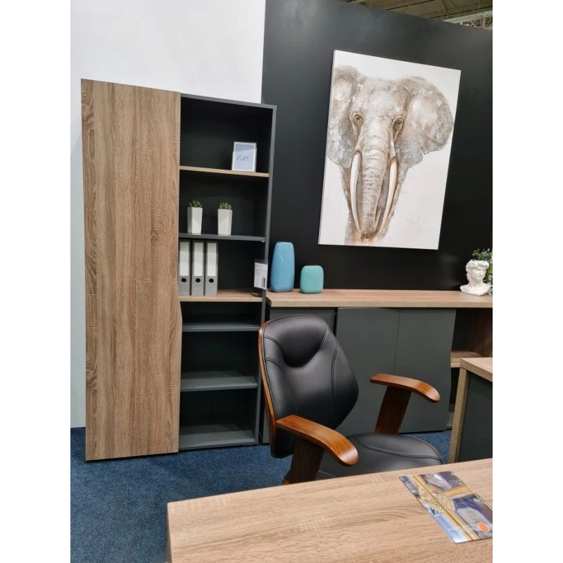 Компютерний стіл Connect 3 Дуб Сонома Трюфель / Антрацит лівий Intarsio