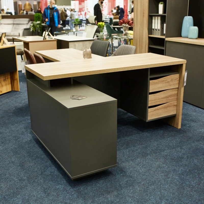 Компютерний стіл Connect 3 Дуб Сонома Трюфель / Антрацит лівий Intarsio