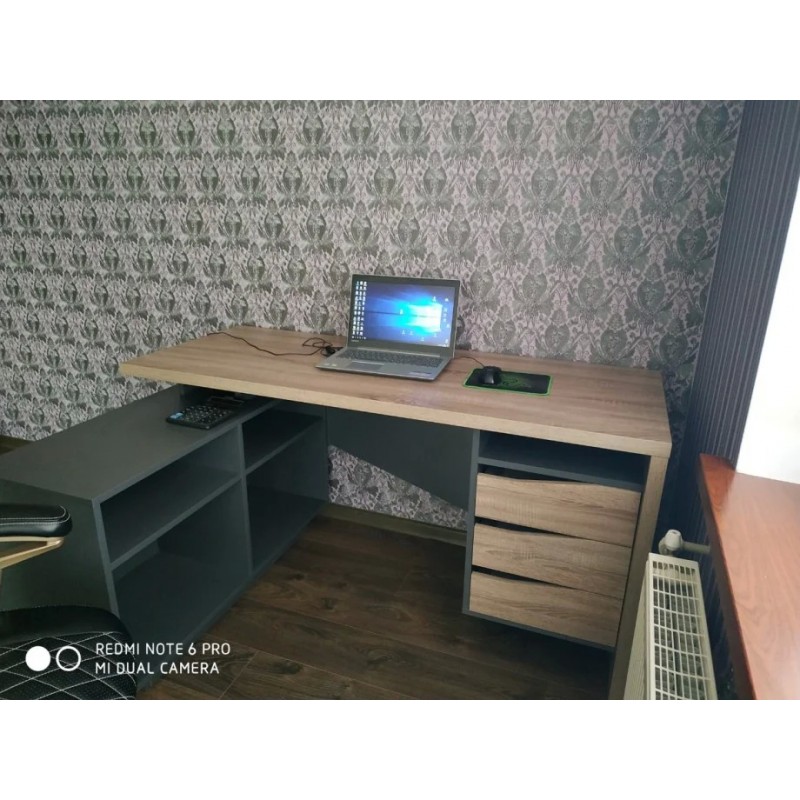 Компютерний стіл Connect 3 Дуб Сонома Трюфель / Антрацит лівий Intarsio