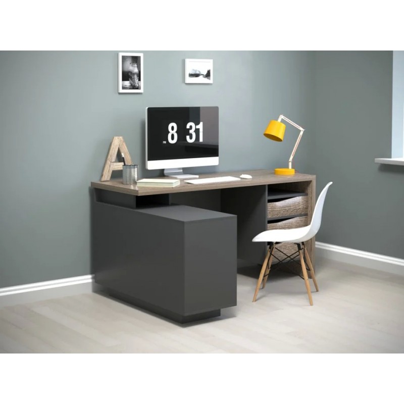 Компютерний стіл Connect 3 Дуб Сонома Трюфель / Антрацит лівий Intarsio