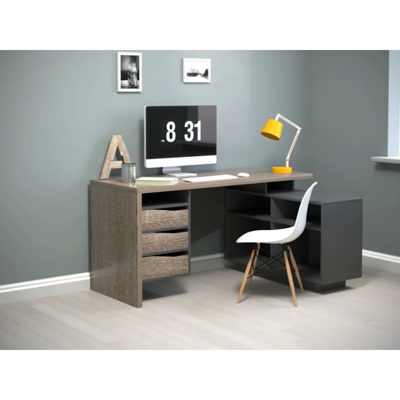 Компютерний стіл Connect 3 Дуб Сонома Трюфель / Антрацит правий Intarsio