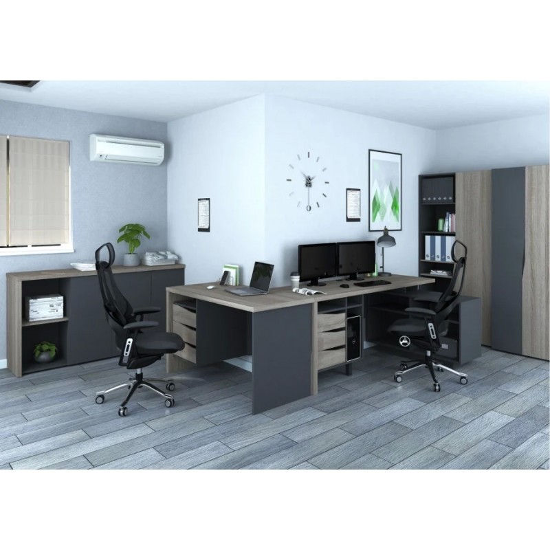 Компютерний стіл Connect 4 Дуб Сонома Трюфель / Антрацит лівий Intarsio