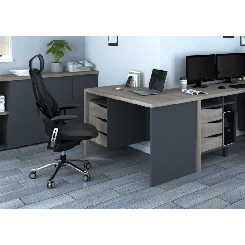 Компютерний стіл Connect 4 Дуб Сонома Трюфель / Антрацит лівий Intarsio