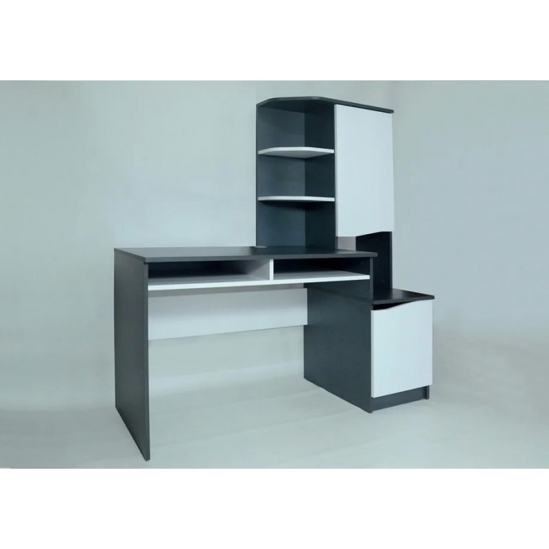 Компютерний стіл Gaston Біла Аляска / Графіт правий Intarsio