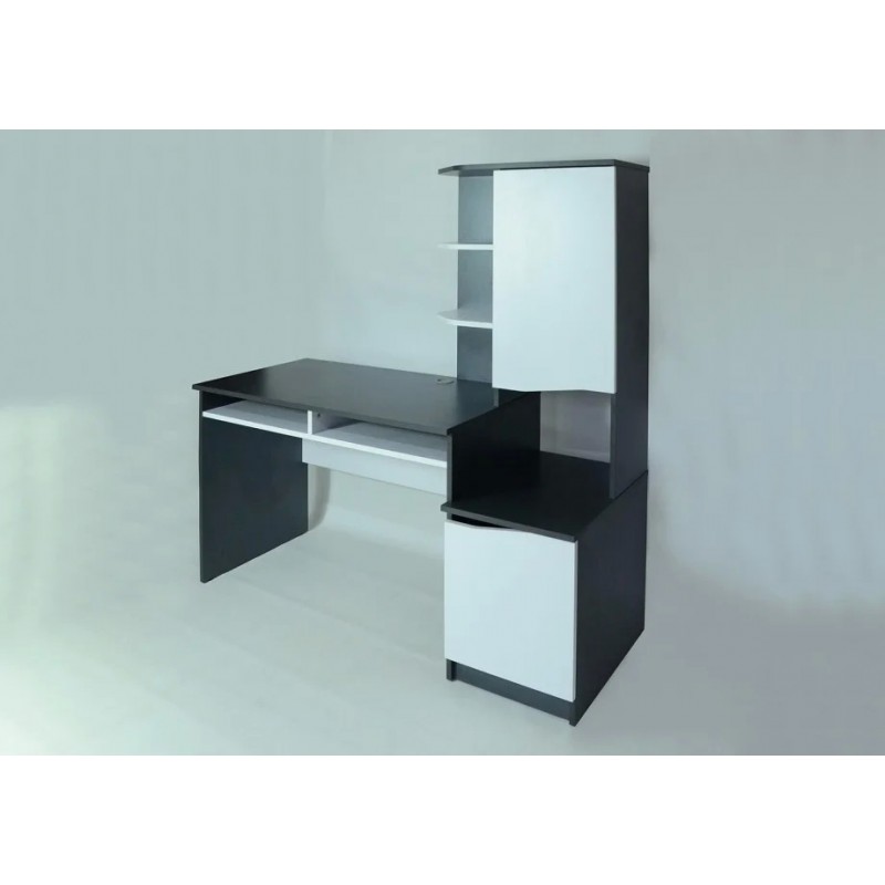 Компютерний стіл Gaston Біла Аляска / Графіт правий Intarsio