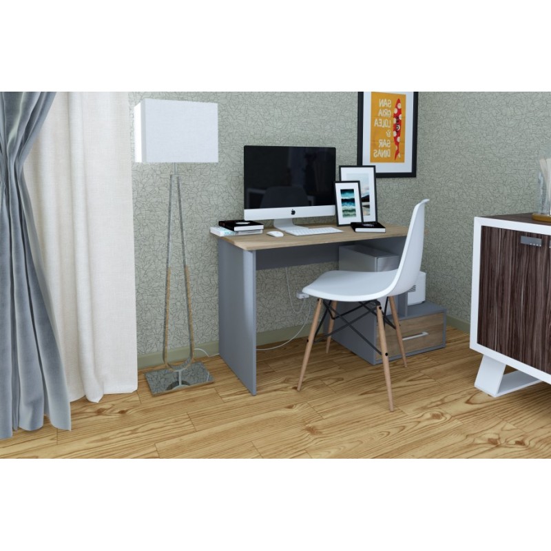 Компютерний стіл Mini Maris Сірий Уніколор / Дуб Золотий правий Intarsio