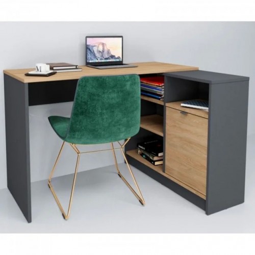 Комп'ютерний стіл Optima Дуб Золотий / Антрацит правий Intarsio