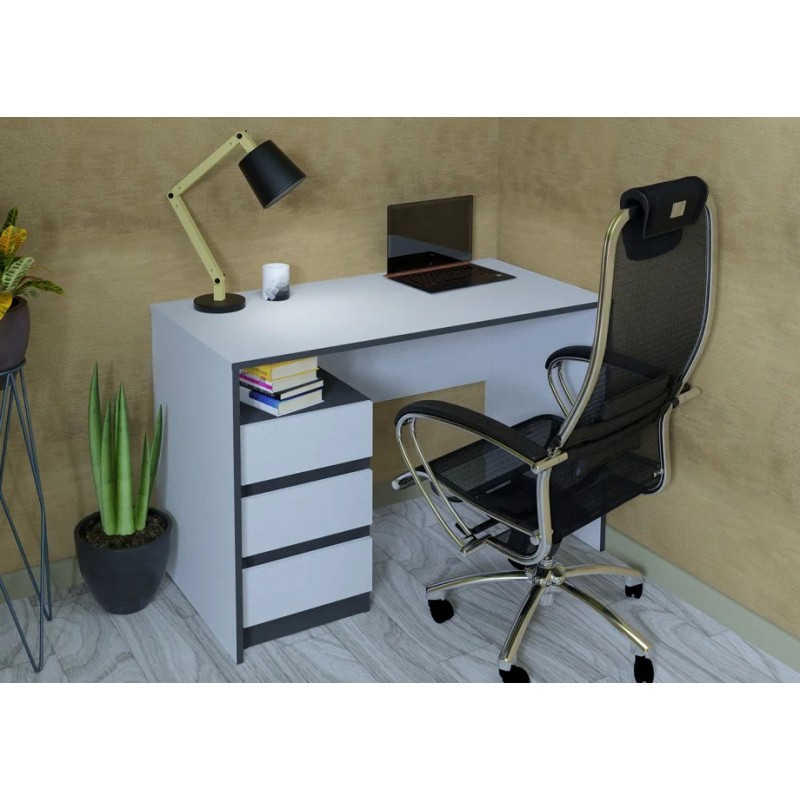 Компютерний стіл Vector Біла Аляска / Чорний Intarsio