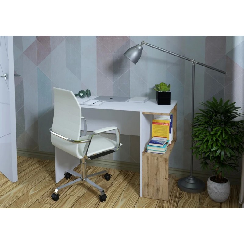 Компютерний стіл West Біла Аляска / Дуб Тахо правий Intarsio