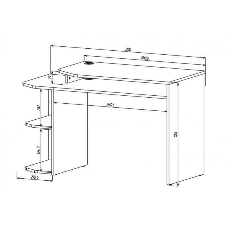 Компютерний стіл Woort Індастріал / Антрацит лівий Intarsio