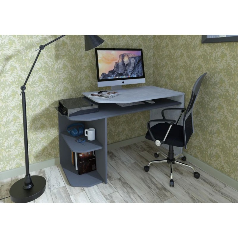 Компютерний стіл Woort Індастріал / Антрацит лівий Intarsio