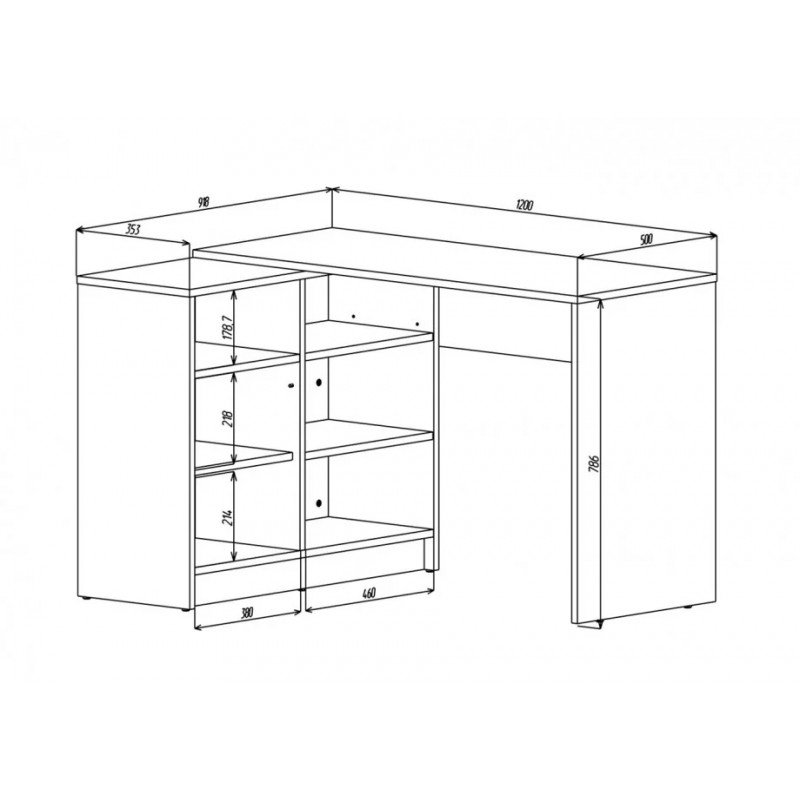 Компютерний стіл кутовий Optima Дуб Золотий / Антрацит лівий Intarsio