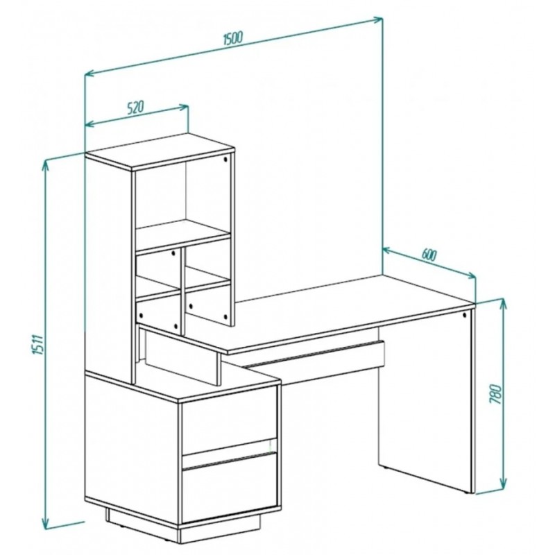 Комп'ютерний стіл HECTOR_D/C_L 150х60 Дуб артизан / Чорний Intarsio