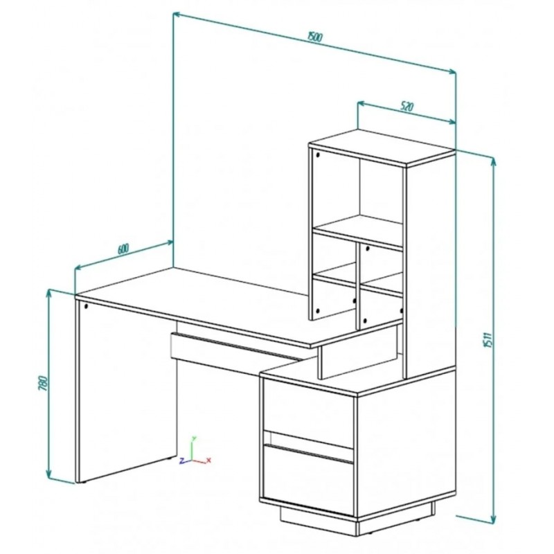Комп'ютерний стіл HECTOR_D/C_R 150х60 Дуб артизан / Чорний Intarsio