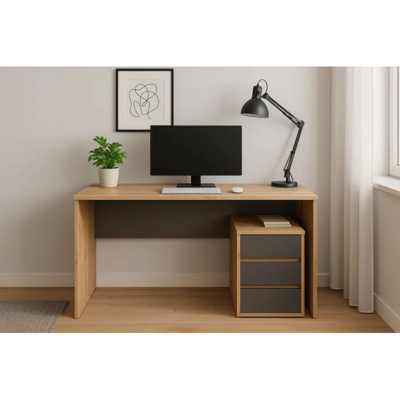 Комп'ютерний стіл VICTOR D/А 120х92 Дуб артизан / Антрацит Intarsio