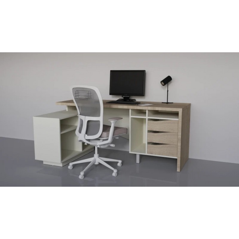 Стіл письмовий CONNECT 2 L SK 180×78 см. Дуб кремона котта / Стоун бейж Intarsio